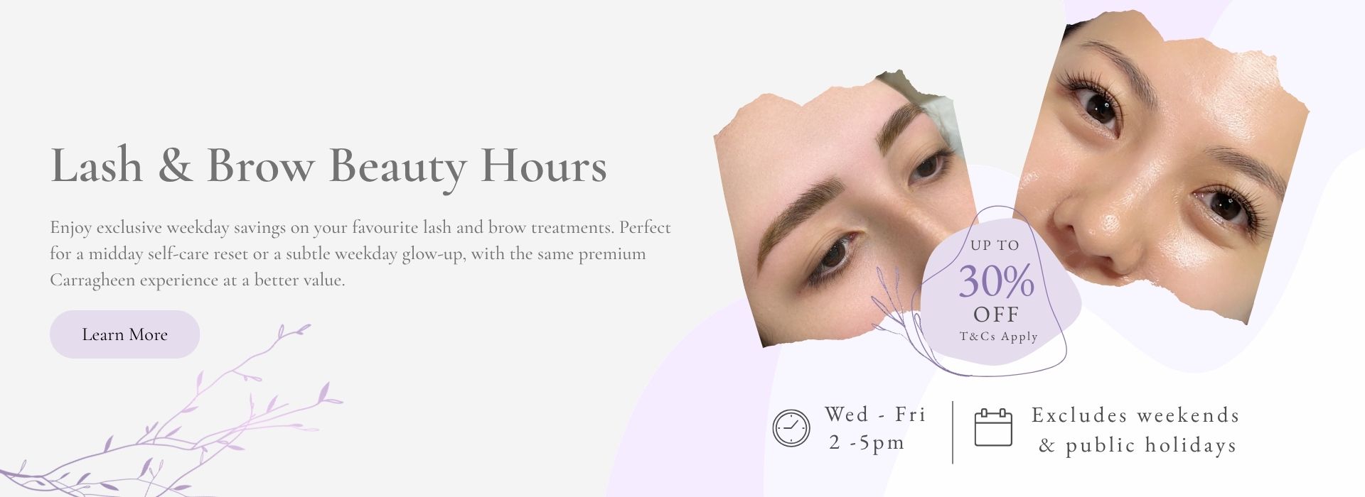 Lash & Brow Beauty Hours banner